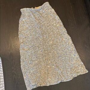 Alice and Olivia Silver Sequin Pencil Skirt - Women